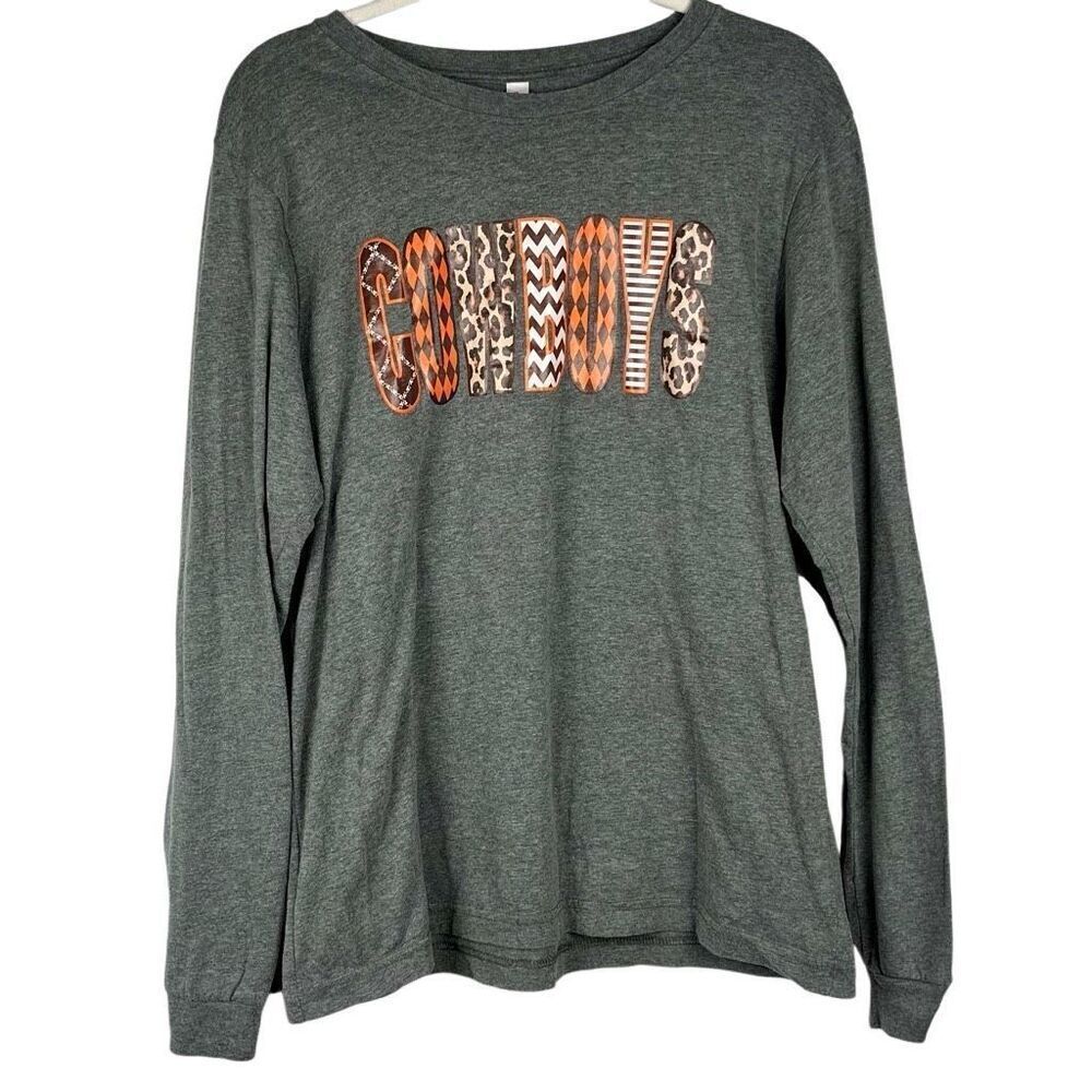 Bella + Canvas Cowboys Gray Long Sleeve Shirt Large